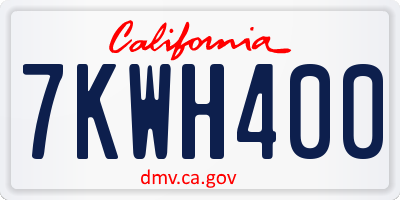 CA license plate 7KWH400
