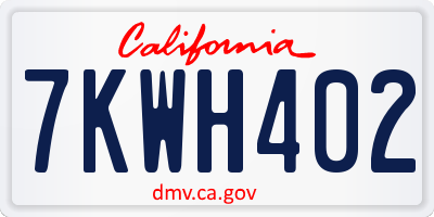 CA license plate 7KWH402