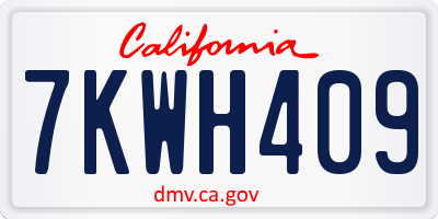 CA license plate 7KWH409