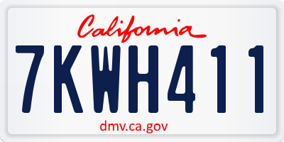CA license plate 7KWH411