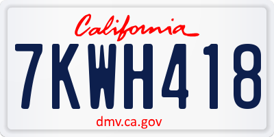 CA license plate 7KWH418