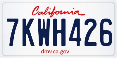 CA license plate 7KWH426