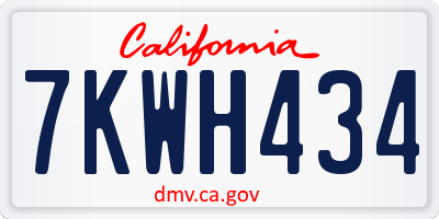 CA license plate 7KWH434