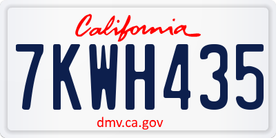 CA license plate 7KWH435