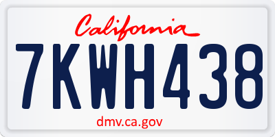 CA license plate 7KWH438