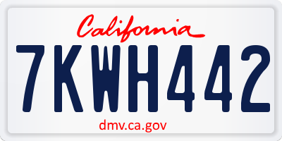 CA license plate 7KWH442