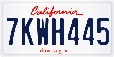 CA license plate 7KWH445