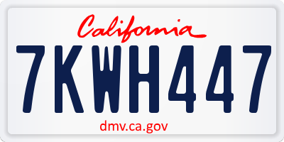 CA license plate 7KWH447