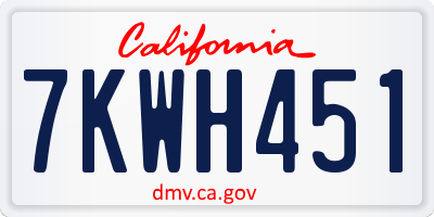 CA license plate 7KWH451