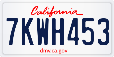 CA license plate 7KWH453