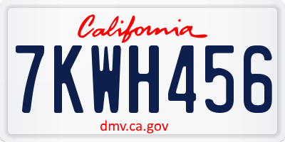 CA license plate 7KWH456
