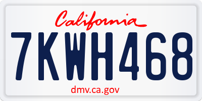 CA license plate 7KWH468