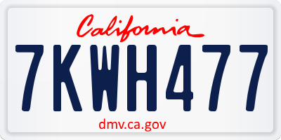 CA license plate 7KWH477