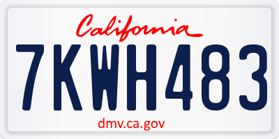 CA license plate 7KWH483