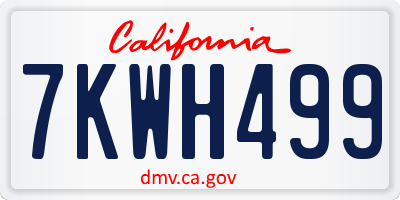 CA license plate 7KWH499