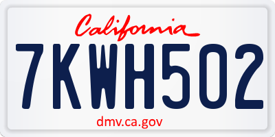 CA license plate 7KWH502