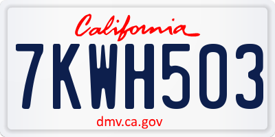 CA license plate 7KWH503