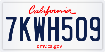 CA license plate 7KWH509