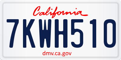 CA license plate 7KWH510