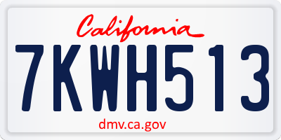 CA license plate 7KWH513