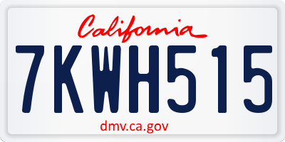 CA license plate 7KWH515