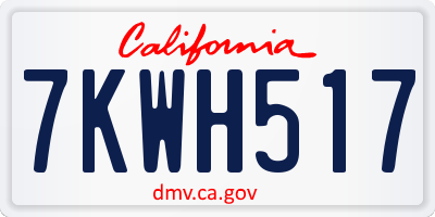 CA license plate 7KWH517