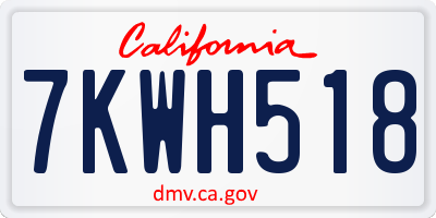 CA license plate 7KWH518