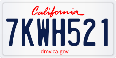 CA license plate 7KWH521