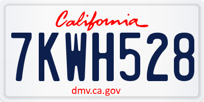 CA license plate 7KWH528