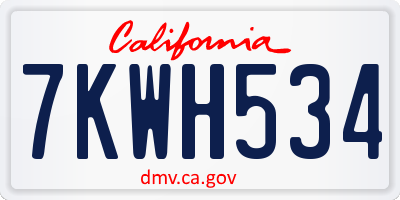 CA license plate 7KWH534