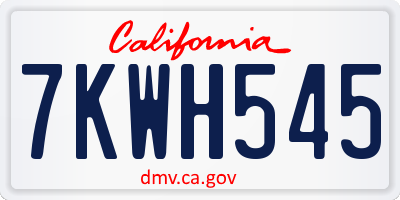 CA license plate 7KWH545