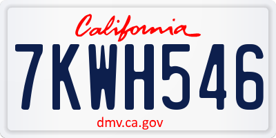 CA license plate 7KWH546