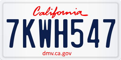 CA license plate 7KWH547