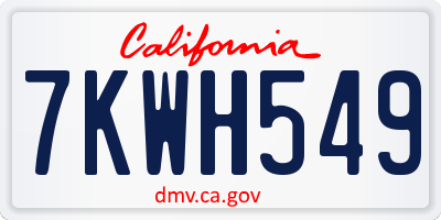 CA license plate 7KWH549