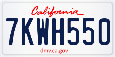 CA license plate 7KWH550