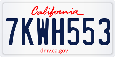 CA license plate 7KWH553