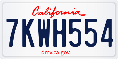 CA license plate 7KWH554