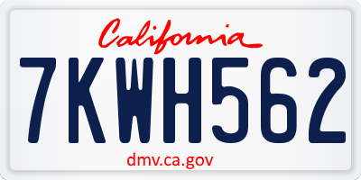 CA license plate 7KWH562