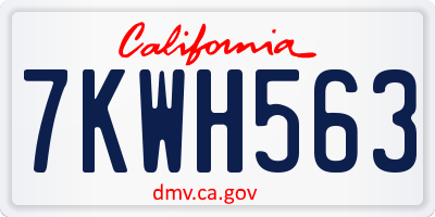CA license plate 7KWH563