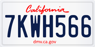 CA license plate 7KWH566