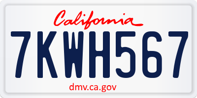 CA license plate 7KWH567