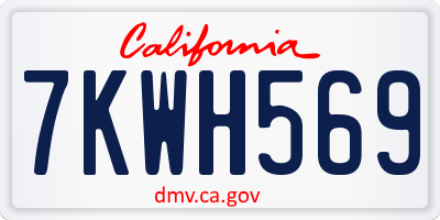 CA license plate 7KWH569