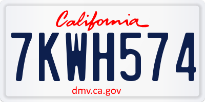 CA license plate 7KWH574