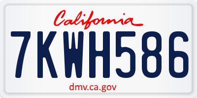 CA license plate 7KWH586