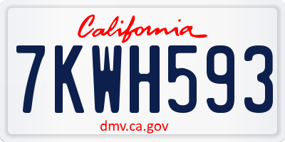 CA license plate 7KWH593