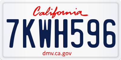 CA license plate 7KWH596
