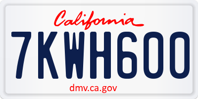 CA license plate 7KWH600
