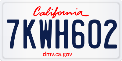 CA license plate 7KWH602