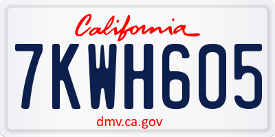 CA license plate 7KWH605