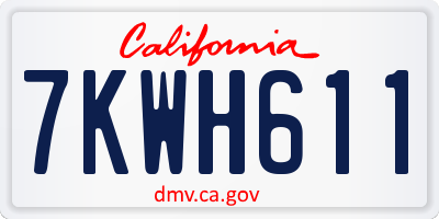 CA license plate 7KWH611